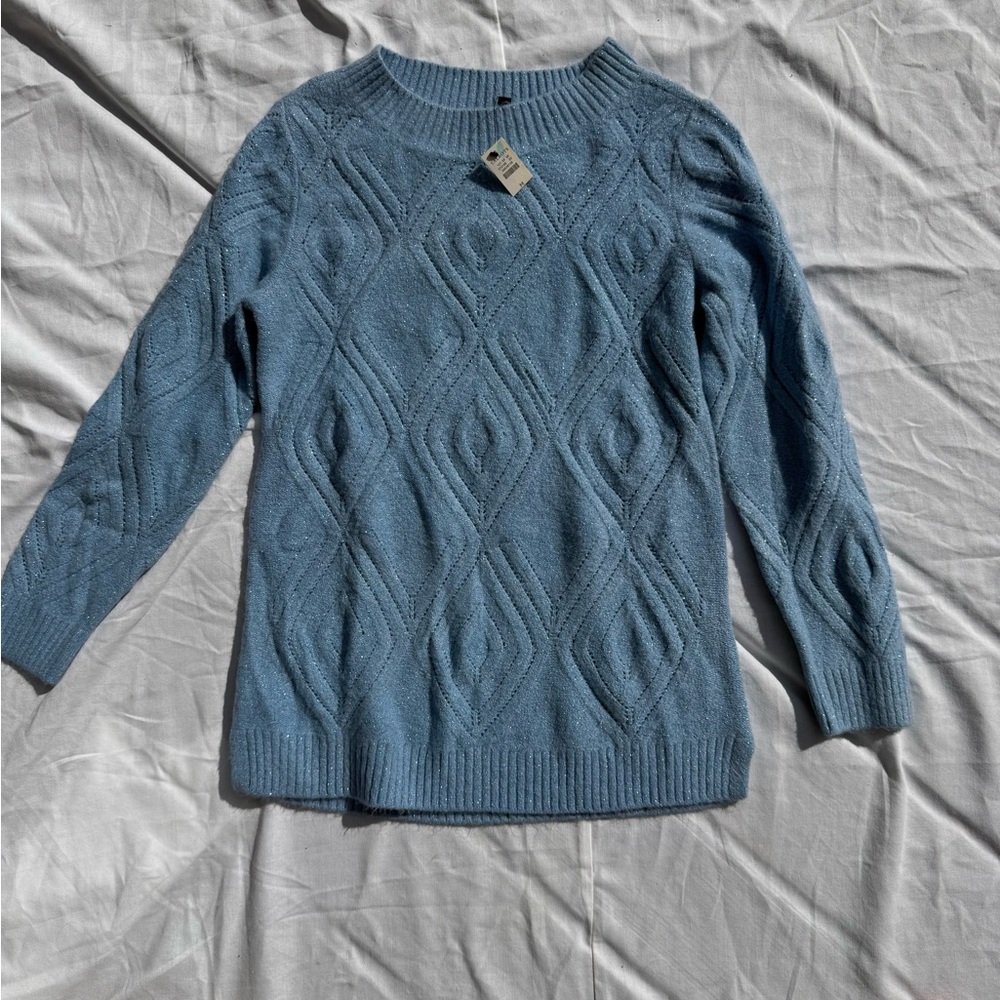 Talbots Light Blue Textured Knit Sweater